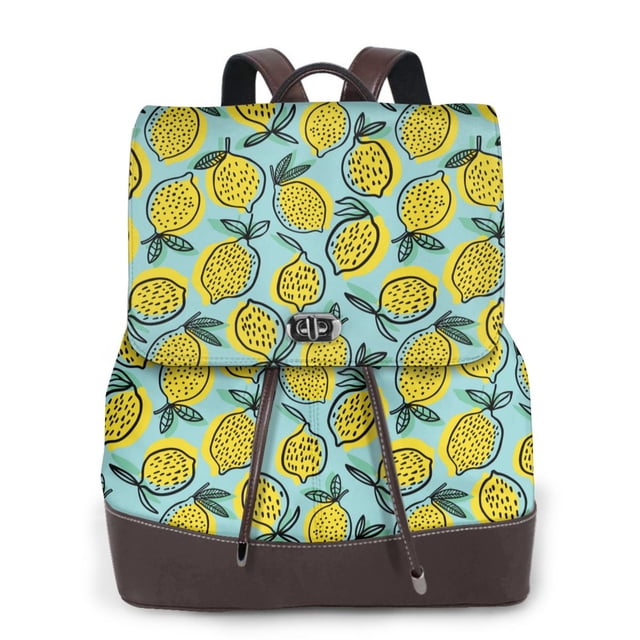 Balery Lemon Mochila de Cuero para Mujeres, Gran Capacidad, Bolsa de Viaje Multifuncional, Mochila de Cuero y Bolsa de Hombro para Mujeres