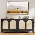 thumbnail image 2 of Senfot Buffet Cabinet with Storage, Kitchen Sideboard Console Table,Adjustable Shelf, Two-Door Rattan Accent Cabinet with Arch Carving, for Living Room, Hallway, Dining Room, Black, 2 of 7