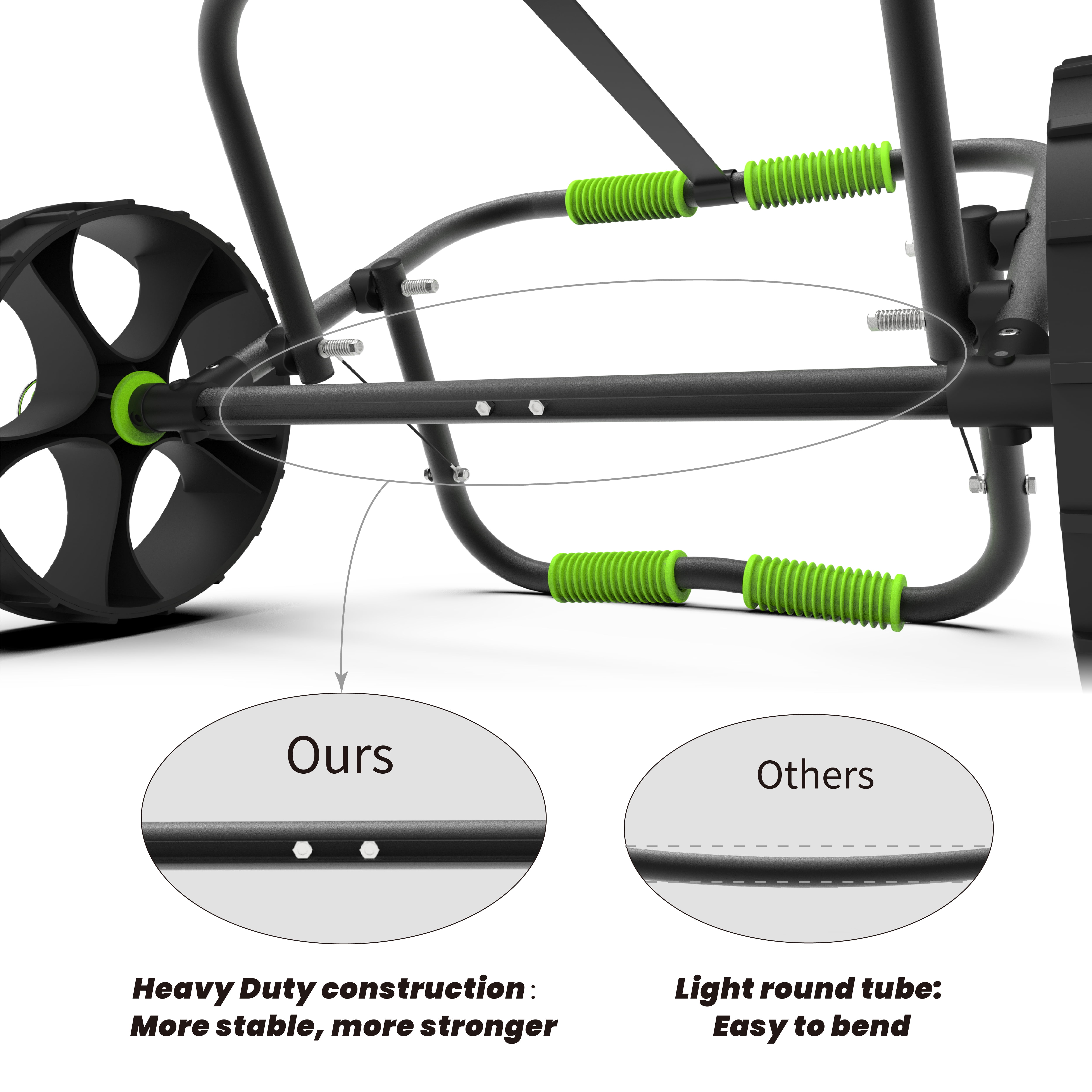 FDB 200LBS Universal Folding Bend Kayak Canoe Boat Carrier Dolly Trailer Tote Trolley Transport Cart Wheel for Carrying Kayaks, Canoes, Paddleboards, Float Mats, Boats Green