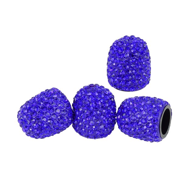 4uds Válvula Vástago Tapas Imitación Cristal Coche Neumático Válvula Tapas Oscuro Azul