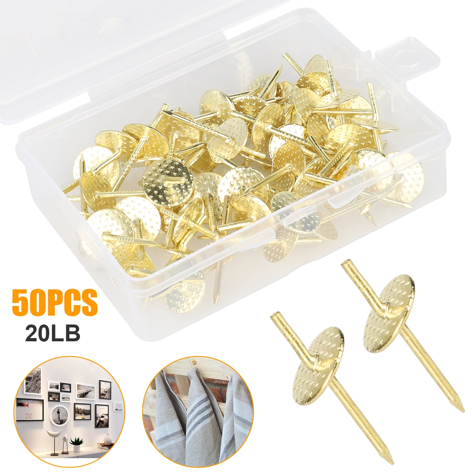 60 Assorted Picture Hanging Kit-Mirror Hook Set Wall Mounted Picture Wire Hanger 
