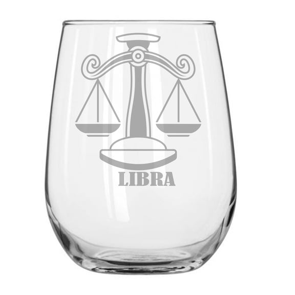 Zodiac Sign 17 oz stemless wine glass Libra