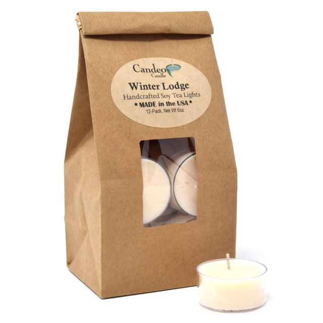 Candeo Candle, Winter Lodge, Scented Tea Lights, Soy Candles, 12Pack