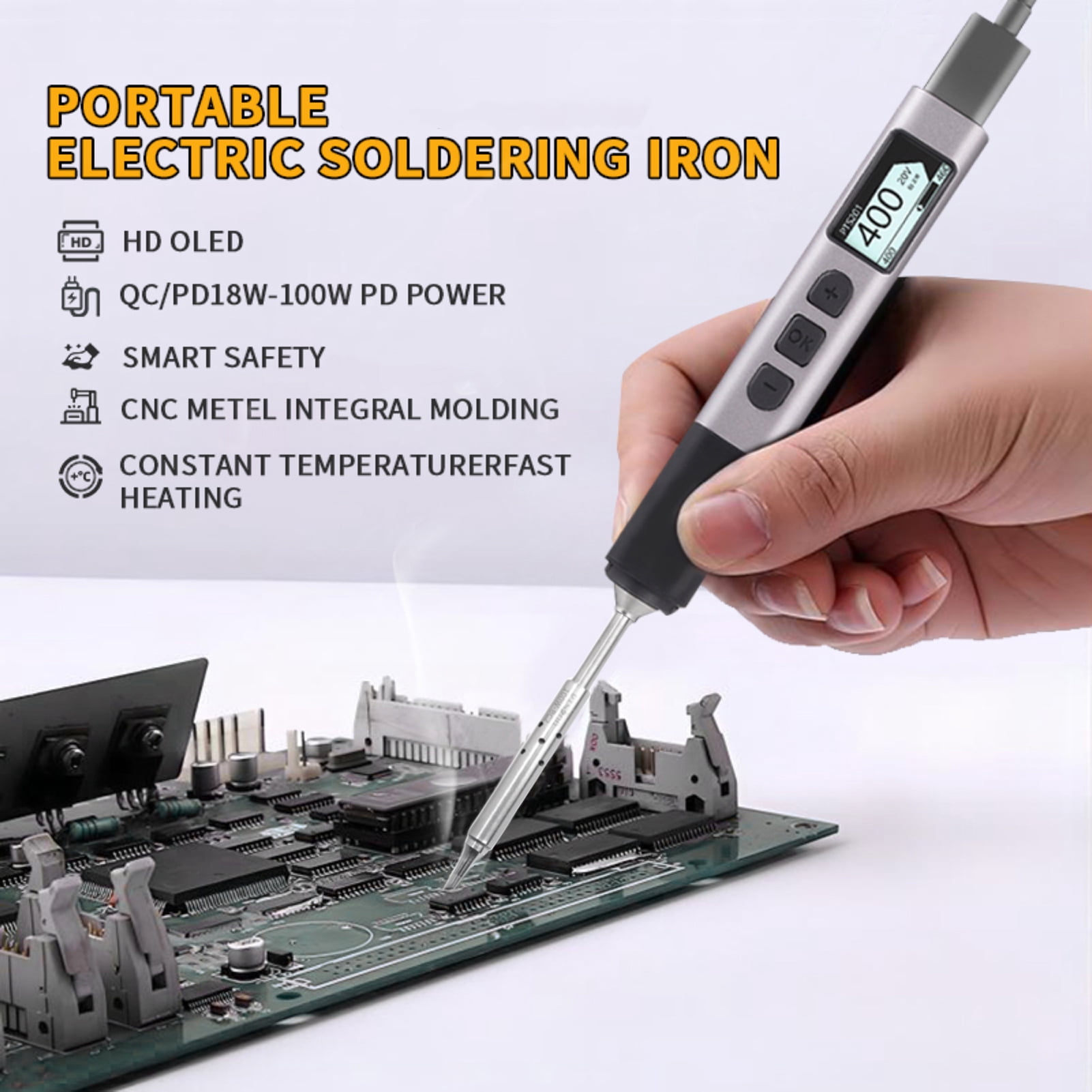 High 100W Portable Soldering Iron Kit Electric Soldering Fast To Heat OLED Screen Design And Intelligent Sleep Mode Iron Pen Tool For Electronics  Repair