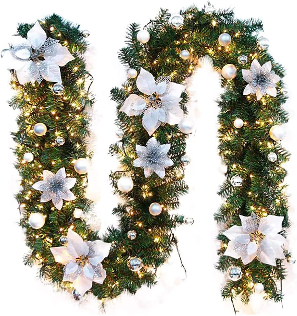 9ft Prelit Artificial Christmas Garland Decorations Wreath Indoor