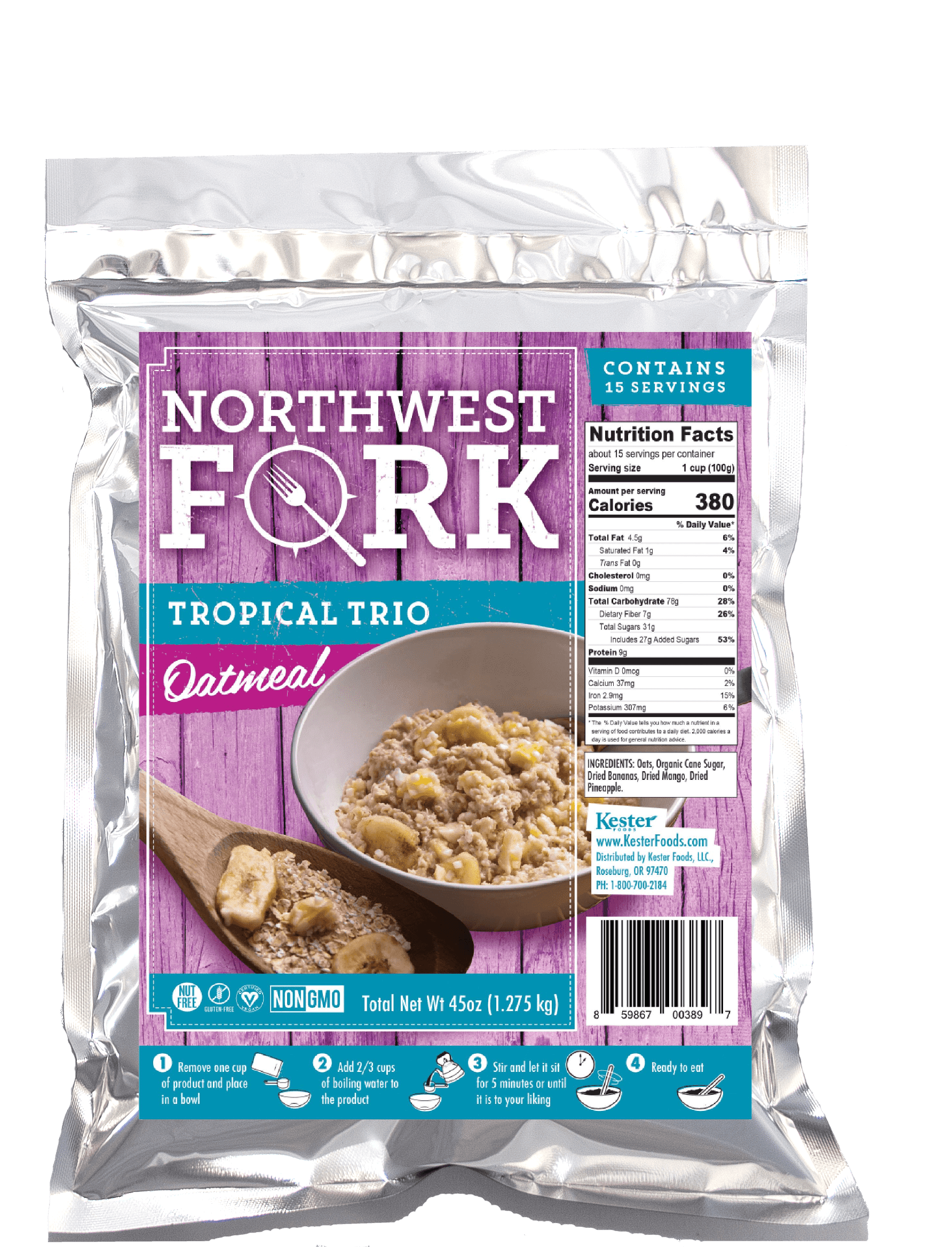 NorthWest Fork Tropical Trio Oatmeal (GlutenFree, NonGMO, Kosher