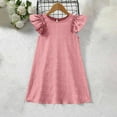 thumbnail image 5 of Mevxay Girl's 2025 Summer Dress Flutter Sleeve A Line Sundresses Swing Mini Casual Party Dresses Size 6-15 Years Pink, 5 of 9