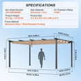 thumbnail image 5 of KFFKFF 12'x16' Aluminum Patio Pergola with a Retractable Sun Shade, Ideal for Gardens, Decks, and Backyards - Beige, 5 of 9