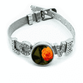 thumbnail image 1 of Flor de naranja, hojas de color verde oscuro Pulsera pulsera pulsera de cristal amor pulsera ajustable, 1 of 2