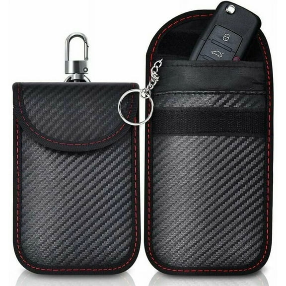 Key Fob Protector For Enhanced Security, RFID Blocking Faraday Case, Universal Signal Blocking Design, Anti-Theft Solution With Carbon Fiber Shell And Compact Size, Keep Your