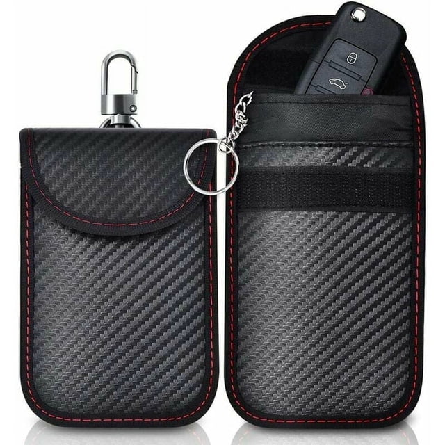 Juego de 2 mini fundas portátiles anti-RFID para llaves de coche, funda anti-RFID para llaves de coche, funda con bloqueo RFID para llaves de coche sin llave, protección antirrobo y