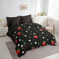 thumbnail image 3 of Feelyou Red Kawaii Strawberry Bedding Comforter Set 7pcs for Kids, Rustic Flower Floral Queen Bedding Sets, Cute Fruit Reversible Queen Sheet Sets, Ultra Soft Home Decor, 3 of 7