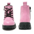 thumbnail image 3 of DADAWEN Toddler Boys Girls Combat Boots Waterproof Ankle Boots With Side Zipper Pink/Glossy leather 6 Toddler, 3 of 6