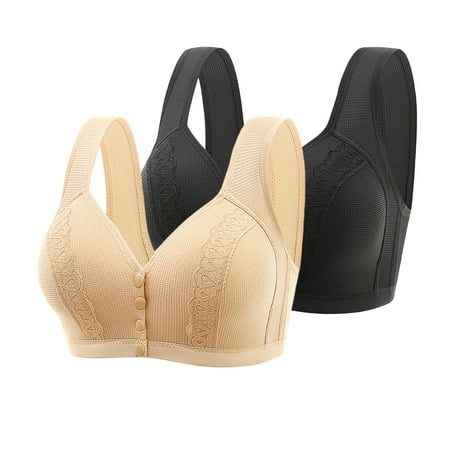 Itsame 2 Pack Everyday Casual Bra Set Womens Full Support Bra Tie Back Wireless Comfort Bralette Beige Size 44
