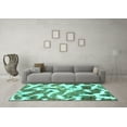 thumbnail image 3 of Ahgly Company Machine Washable Indoor Square Abstract Turquoise Blue Modern Area Rugs, 7' Square, 3 of 4