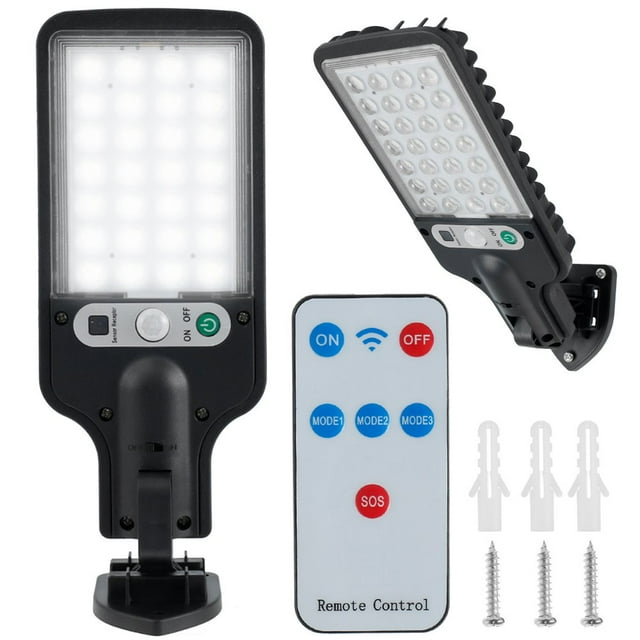 LED Solar Street Light 2.5W Solar Wall Light w/1200mAh Battery IP65 Waterproof Motion Sensor Light 3 Lighting Modes Parking Lot Light w/Remote Control for Garden Deck Yard Garage
