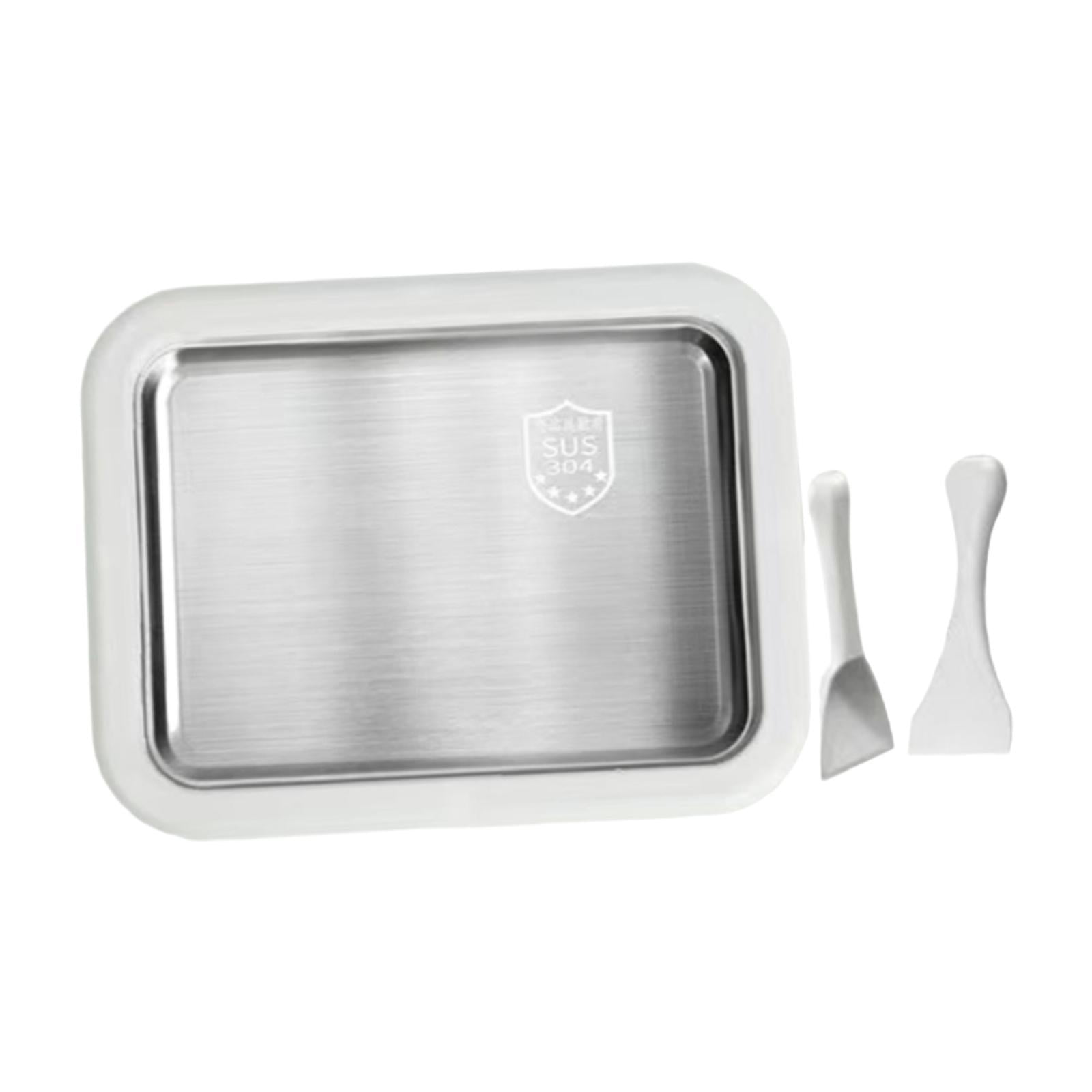 TISHITA Maker Ice Cream Homemade Tray Yogurt with 2 Spatulas Household Gelato Icecream Instant Cold Plate White