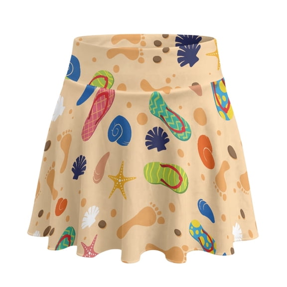 HELLHERO Built-in Shorts Golf Skirts for Yoga Tennis, Beach Motif Print Polyester Spandex 2 Side Pockets Tennis Golf Skirts Stretchy