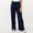 Dark Blue, variant on Pleated Women Pants Gaucho Pants Beach Pants Jeans Straight Leg Black High Waisted Baggy Long Travel Pants Women,L