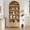 Wood Color + Gold Handle, variant on QinaQin 72-Inch Arched Bookshelf with Storage Drawers, Modern Six-Layer Wooden Display Cabinet with Open Shelves and Bottom Drawers, Curved Cabinet Doors for Living Room, Dining Room, and Kitchen