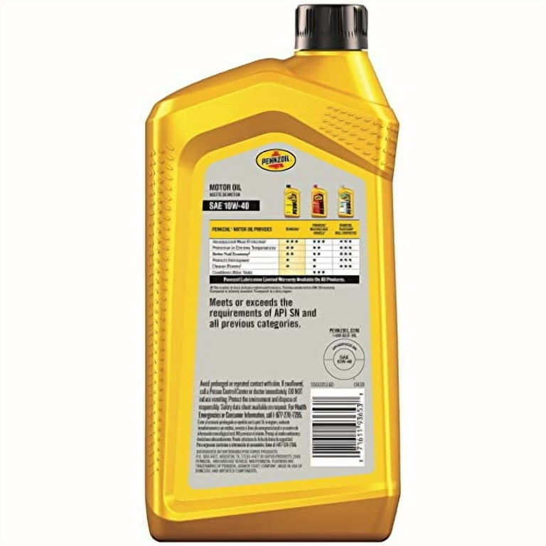 Free Shipping! Pennzoil 550035160/3653 Motor Oil, 10w-40 Quart