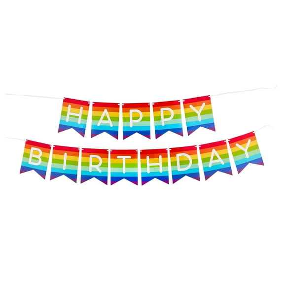 Multicolor Rainbow Happy Birthday Flag Banner, 13', by Way To Celebrate