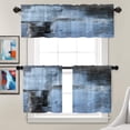 thumbnail image 2 of bufiio Blue Acrylic Painting Tier Curtains,Blue and Black Abstract Painting Window Treatment Short Kitchen Curtain Multilayer Polyester Blackout for Living Room/Bathroom, 2 Pack 26x24 inches, 2 of 6