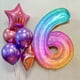 thumbnail image 3 of Globo de aluminio PatiCool Rainbow número 6 para fiesta de sexto cumpleaños, 3 of 6