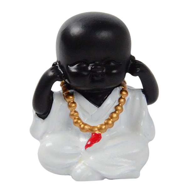 Pequeño y lindo Buda Estatua Monje Estatuilla Creativa Bebé Manualidades Adornos Chino frágil Cerámica Artesanías y manualidades No escuchar Soledad Escultura de Buda de resina