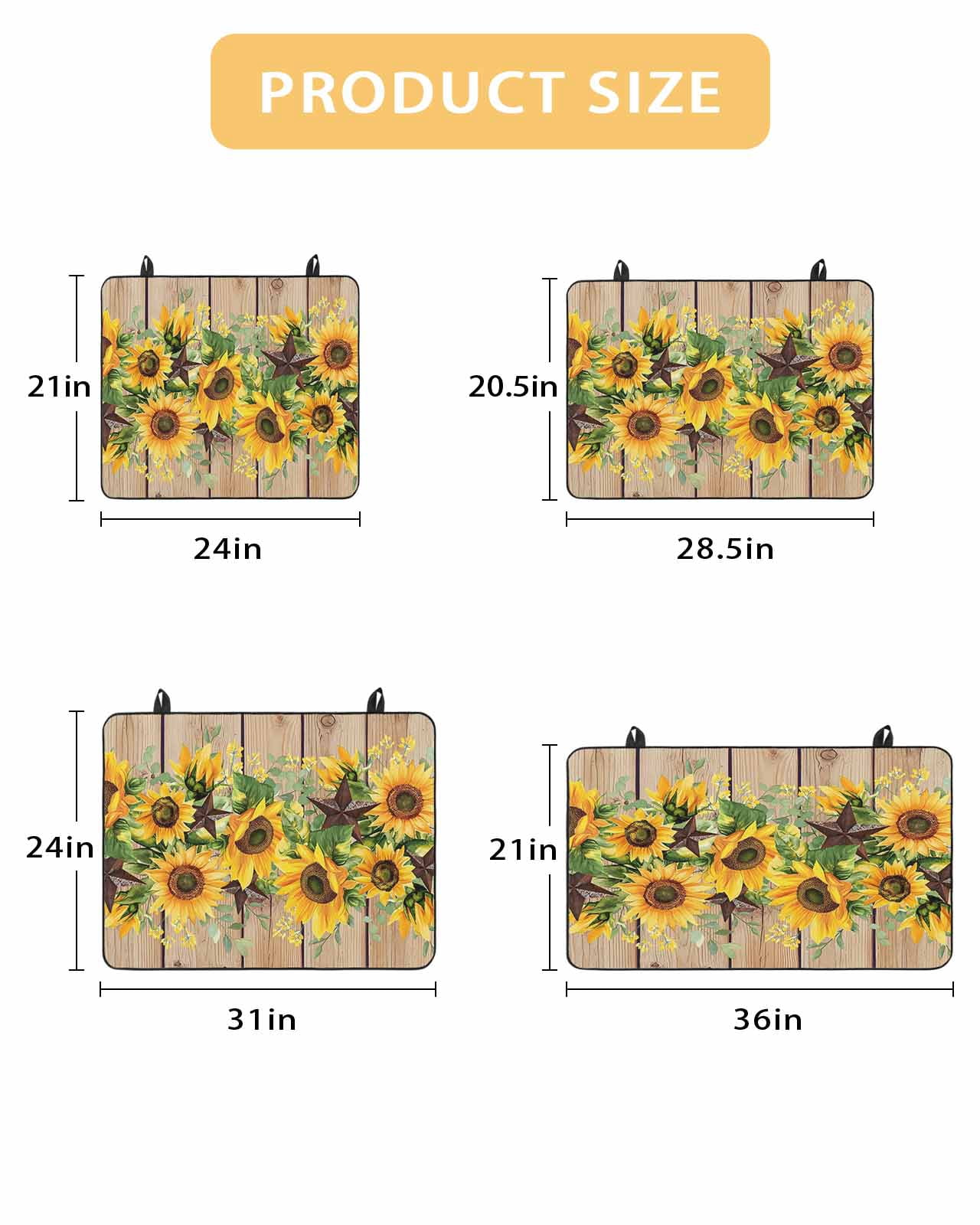 nqOlkjepod Large Induction Cooktop Protector Mat 24"x21", Brown Sunflower Stove Top Covers for Electric Stove, Rustic Country Star Spring Summer Wooden Stove Burner Cover Mats, Glass Top Stove Cover