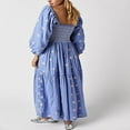 thumbnail image 2 of AMERTEER Robe Longue pour Femmes Manches Longues Col Carré Broderie Fleur Robe Évasée, 2 of 4