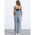 thumbnail image 3 of DARING DIVA Women's Baggy Wide Leg Denim Bib Overalls with Pockets M Light Blue, 3 of 6