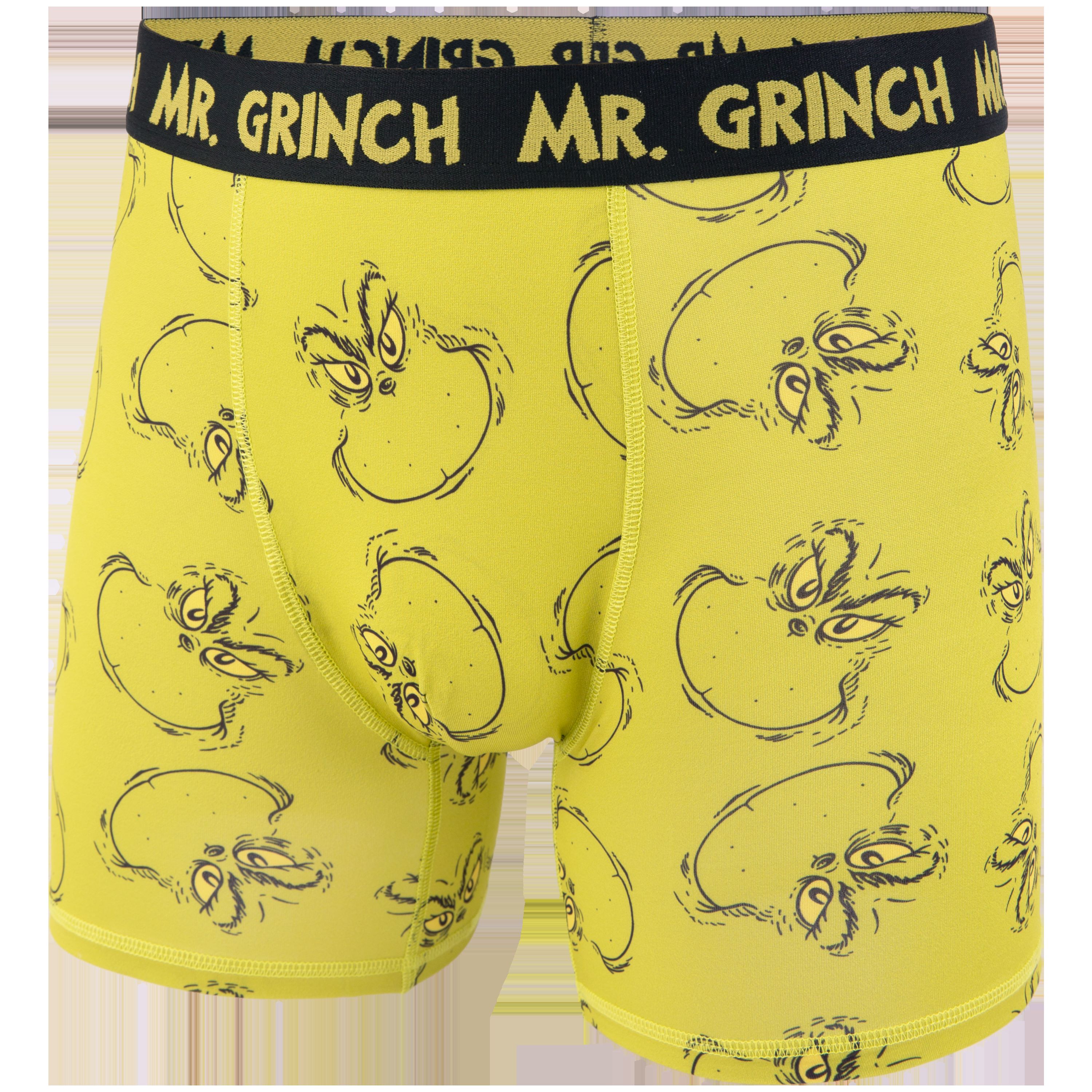 Dr Suess Grinch Plaid Men's Athletic Boxer Brief, 2-Pack, Sizes S-XL