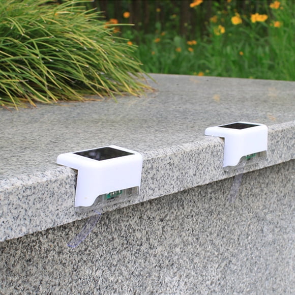 Fence Light 0.12W 3lm Solar Power Solar Power Fence Security Stair Light Waterproof Decoration Garden Lamp, White, Warm Light
