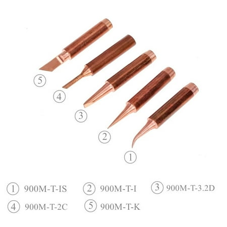 

5pcs/set 900M-T Copper Soldering Iron Tip Lead-free Solder Tips Welding Head