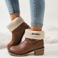 thumbnail image 3 of SACFOF Winter Snow Boots for Women Mid Heel Ankle Booties Faux Suede Fur Lined Slip-on Shoes, 3 of 5