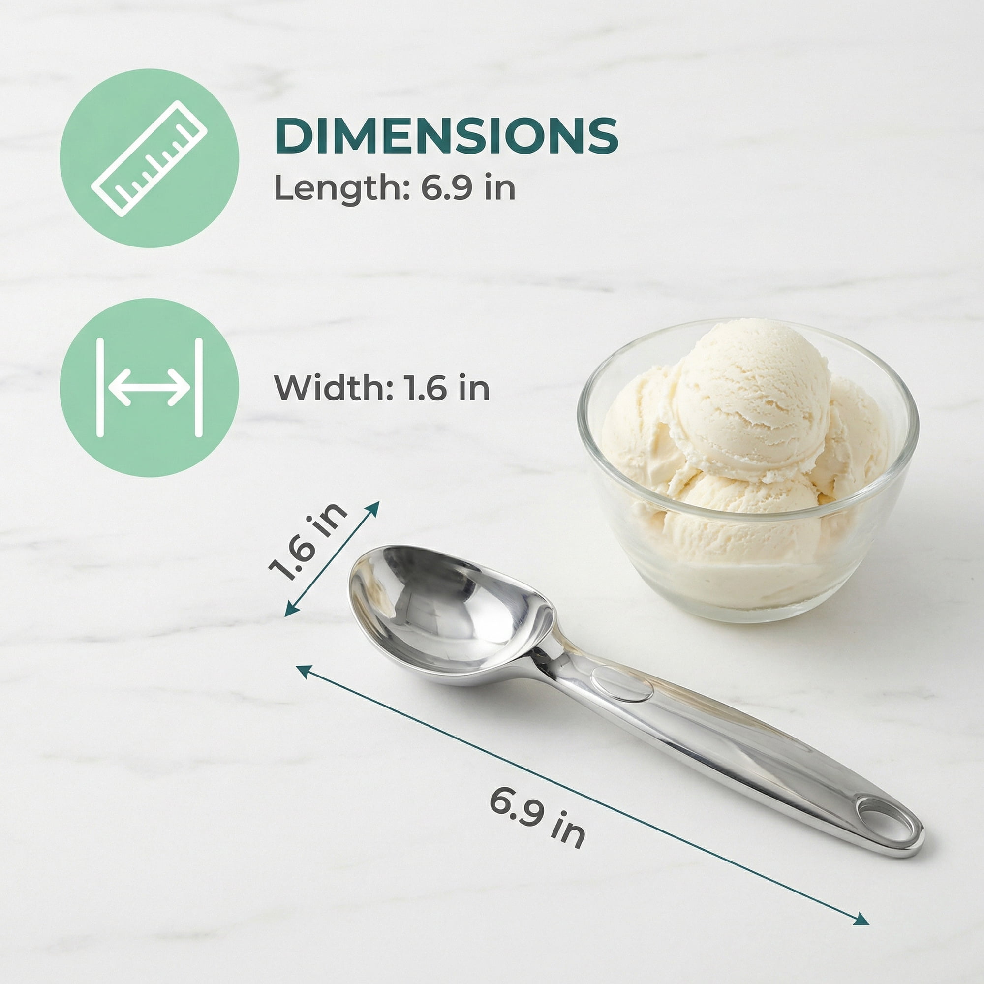 Unique Bargains Ice Cream Scoop 1 Pcs Zinc Ice Cream Scooper Silver D 6.9in