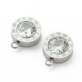 thumbnail image 3 of 304 Stainless Steel Rhinestone Charms Flat Round with Roman Numerals Crystal Stainless Steel Color 14x11x4.5mm Hole: 1.8mm 2pc, 3 of 3