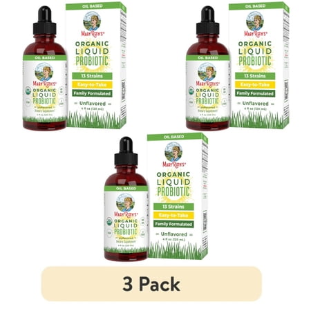(3 pack) MaryRuth's Liquid Probiotic Drops USDA Organic Vegan Non-GMO for Adults & Kids Digestive Health 1 Count 4 fl oz
