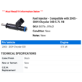 thumbnail image 2 of Fuel Injector - Compatible with 2005 - 2009 Chrysler 300 5.7L V8 2006 2007 2008, 2 of 2