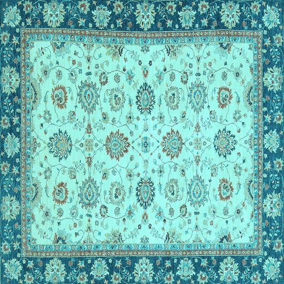 Ahgly Company Indoor Square Oriental Light Blue Traditional Area Rugs, 3' Square