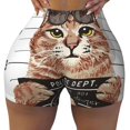 thumbnail image 2 of Daiia Cat Holding Mugshot Sign Pattern Women's Workout Shorts Biker Shorts - High Waisted Workout Spandex Tummy Control Gym Running Yoga Shorts-X-Large, 2 of 8