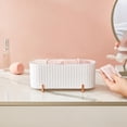 thumbnail image 1 of Organizador de soporte para almohadils de de 3 compartimentos, caja de almacenamiento con tapa, cosméticos para escritorio, hogar, bnco Yotijar Soporte para almohadillas de algodón, 1 of 10