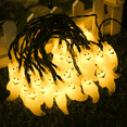 thumbnail image 1 of Luces de cadena de fantasmas de Halloween para exteriores con energía solar, 21.3 pies 30 LED, 8 modos para fiestas en interiores, 1 of 5