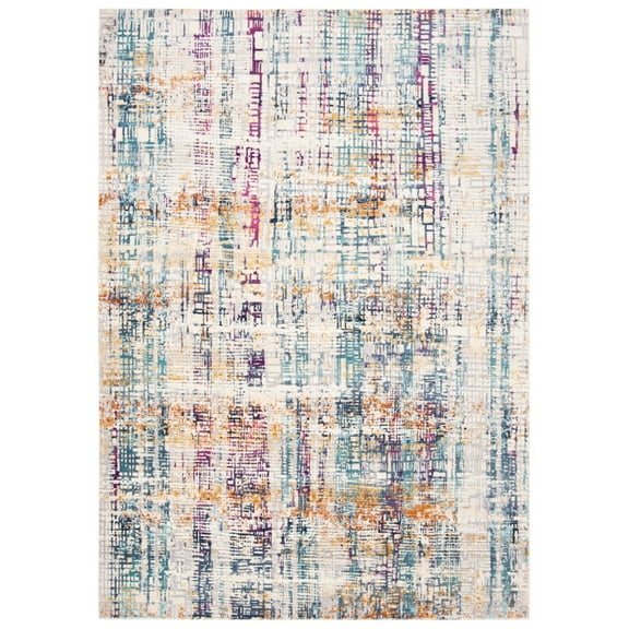 SAFAVIEH Aria Carleton Abstract Distressed Area Rug, Ivory/Turquoise, 5'1" x 7'6"