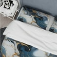 thumbnail image 4 of Designart "Marbled Pattern with Gold Veins and Blue Elegance II" Marble Bedding Covert Set - Glam Bed Set With 2 Shams, 4 of 5