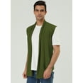 thumbnail image 3 of DARING DIVA Men's Sleeveless Open Front Asymmetric Hem Cardigan Vest 42 Green, 3 of 7
