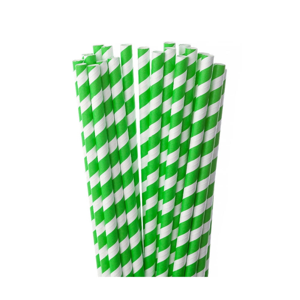 Party Paper Drinking Straws Striped Hard Paper Straws 7.8*0.3" 25Pcs
