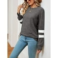 thumbnail image 2 of SHIBEVER Long Sleeve Tops for Women V Neck Shirts Fashion Fall Clothes Loose Plain T-shirt Casual Loose Tunic Blouses L, 2 of 6