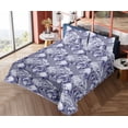 thumbnail image 4 of Ambesonne Floral Fitted & Flat Sheet with Shams 4 Pcs Set, Abstract Botany Peony Print, Queen, Quartz Ceil Blue and Indigo, 4 of 5